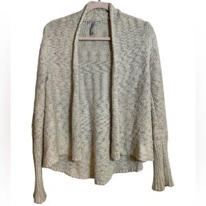 Miilla Women’s Beige Marled Knit Cotton Blend Rolled Collar Cardigan Size Medium